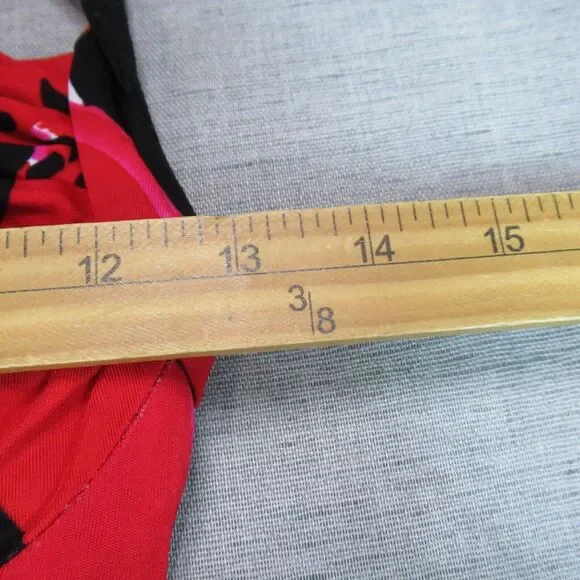 Maggy London Dress Womens Size 4 Black Red Floral Halter Sexy Flirty Tropical - Picture 9 of 10